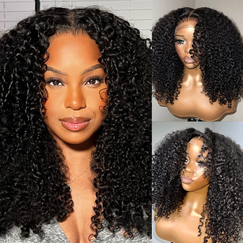 Fluffy Afro Kinky Curly HD Raw Virgin Human Hair 13*4 13*6 Lace Front Wigs For Black Women