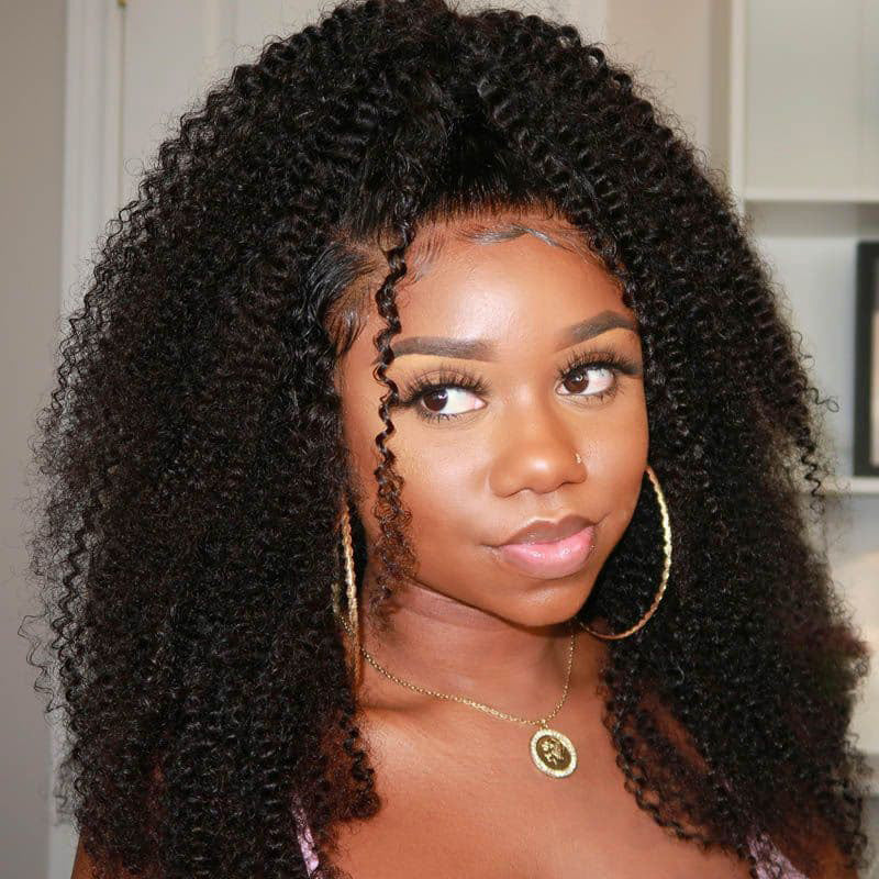 Fluffy Afro Kinky Curly HD Raw Virgin Human Hair 13*4 13*6 Lace Front Wigs For Black Women