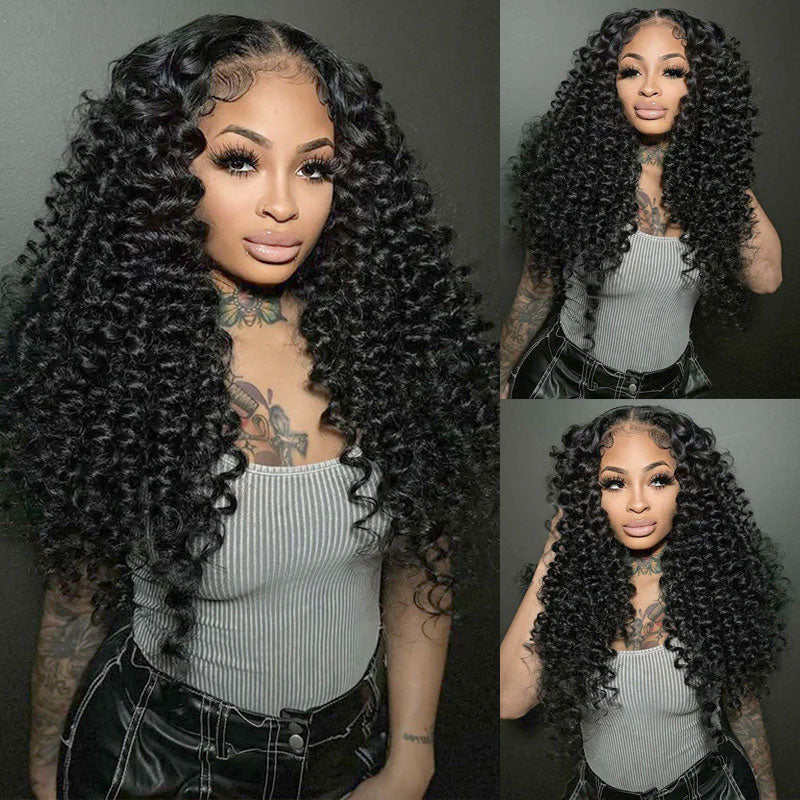 HD Lace Super Bouncy Deep Curly Pre-Pluked Natural Hairline Raw Virgin Human Hair Wigs