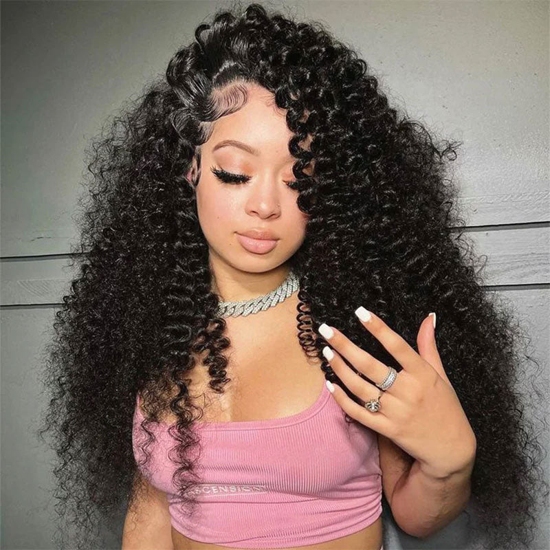 HD Lace Super Bouncy Deep Curly Pre-Pluked Natural Hairline Raw Virgin Human Hair Wigs